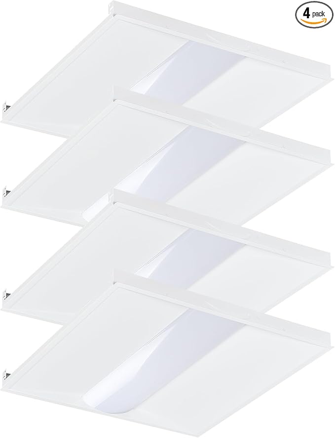 Cortelco 2x2 LED Troffer Light–20W/25W/30W/35W/40W,Up to 6000 Lumens,4 CCT Selectable 3000K/3500K/4000K/5000K,0-10V Dimmable Drop Ceiling Panel – 100-277V,ETL & DLC Listed,Commercial Grade,4-Pack