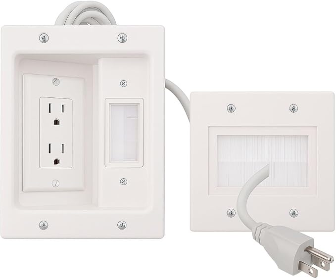 in Wall Cable Concealer Kit – Paintable Cord Management System for TV, Home Theater & Office, Easy DIY Wire Hider Raceway for Power & Low Voltage Cables