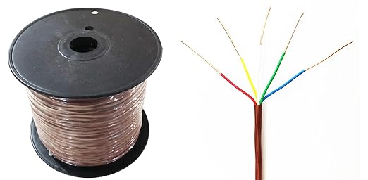 Eastwire 18/5 250ft Thermostat Wire- Brown - Solid Copper 18 Gauge, 5 Conductors - CL2 (ETL Listed) - Residential, Commercial and Industrial Rated (18/5, 250ft)