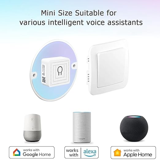 2-Pack Matter Smart Switch 16A Mini WiFi Relay Module,DIY Wireless Light Switch Voice Control with Timer&Schedule for Home Automation,Work with Apple Homekit,Alexa,Google Home,CSA Certified