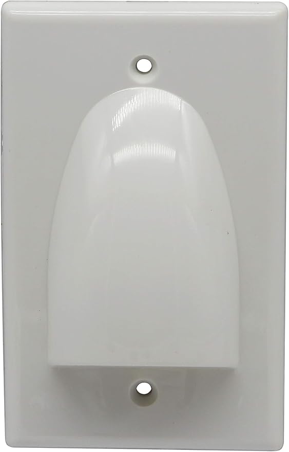 zdyCGTime Bulk Nose Faceplate Wall Plate for Cabling 1 Gang Cable Plate Internal Management Convex Audio Video Cable Pass Through Nose Plate White (2 Pack)