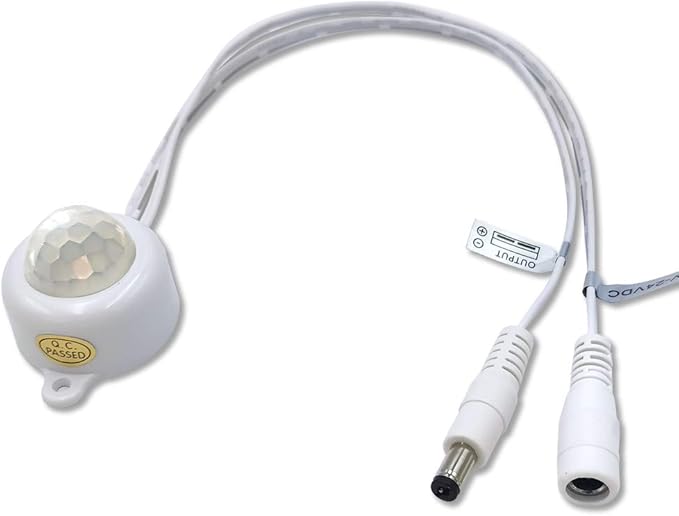 DC 6V 12V-24V 5A PIR Motion Activated Body Sensor Switch with DC Cable for LED Strip Light ((Roundness(with Light Sensor), White)