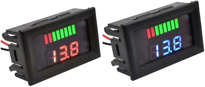 Battery Charge Level Indicator Universal Car Battery Capacity Meter Tester Checker 12V-72V Blue Car Battery Tester Motorcycle Battery Checker Battery Fuel Gauge Indicator Battery Capacity Meter Teste
