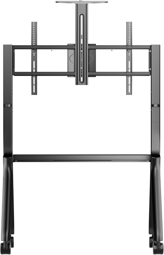 Sylvox Outdoor TV Rolling Cart, Heavy-Duty Y-Type Mobile TV Stand for 43–55 inch TVs, Weatherproof Alloy Steel, 360° Locking Wheels, Outdoor TV Cart with Adjustable Shelf, Fits VESA 100×100 to 700×500