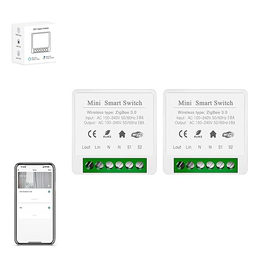 IHSENO ZigBee3.0 Smart Switch Mini Relay Switch, ZigBee Smart Light Switch Need Zigbee Hub Work with Tuya Smart Life APP Smart Button Scene Remote for Tuya Smart Home Devices (2)