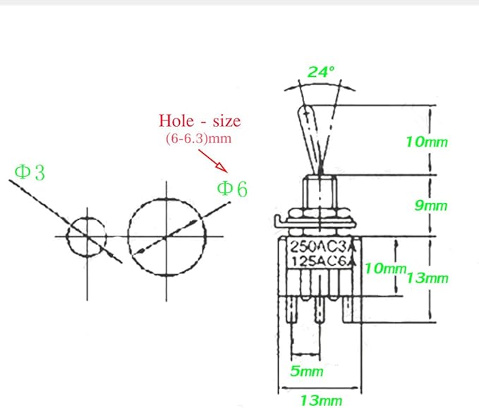 VONVOFF Toggle Switch,ON/Off SPST with Pre-soldered Wires,3v/5v/12v/24v/72v/110v/220v/240v/ Mini Toggle Switches for car,Truck, Light,Test Machine,Industrial Equipment.3 Pins 2 Positions (10pcs+Wire)