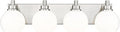 METWET Bathroom Light Fixtures, 4 Light Brushed Nickel Vanity Light, 26 Inch Modern Wall Sconces with Globe Milk White Glass Shade, Vanity Lighting Fixtures Over Mirror, VL195-BN-ML-4