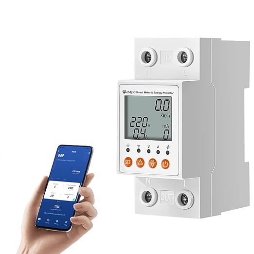 eMylo Single-Phase Smart Energy Meter 63A 80-400V - WiFi Electricity Monitor with Circuit Breaker & Leakage Protection, Tuya APP Remote Control for Home Apartment Factory