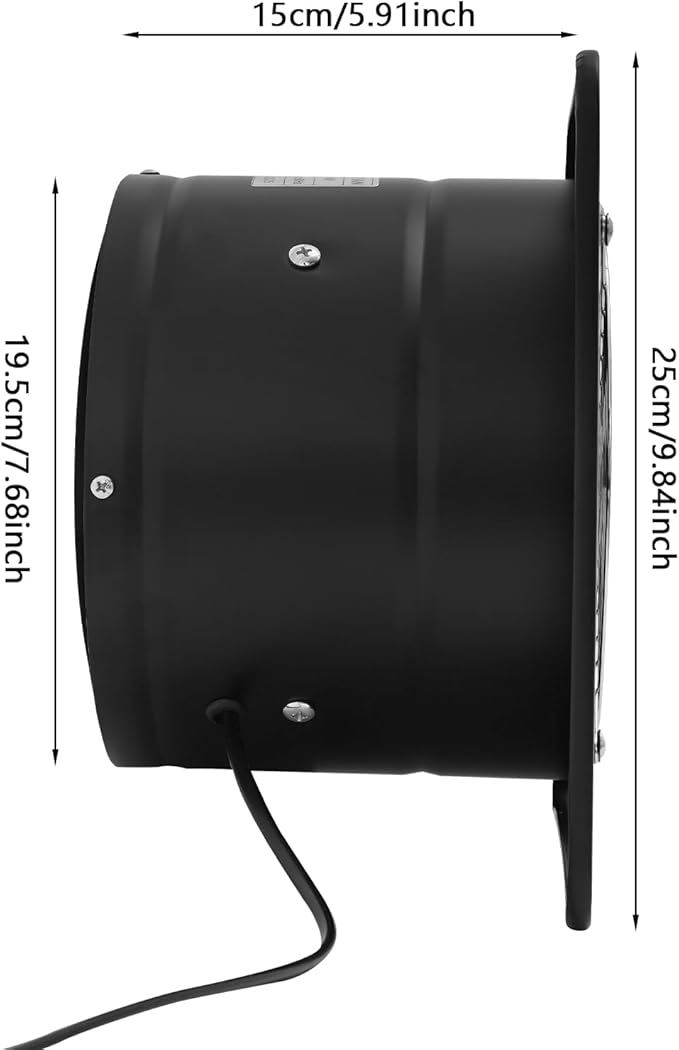 XUFOPLY 8 Inch Exhaust Fan, 110V 80W Wall Mounted Vent Fans 2600RPM Kitchen Bathroom Windows Fan Metal Extractor Fan for Attic, Garage, Window Ventilation (Black, 8 Inch)