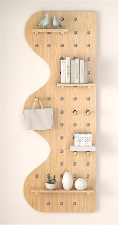 Natural Wooden Wall Organizer - Versatile Hanging Display Panel for Home, Office, Kitchen, Entryway - 15.7"x47.2" Perforated Storage Solution