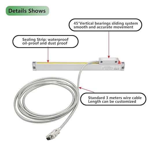 3 Axis DRO 420mm x 970mm x 470mm Optical Encoder, Digital Readout Display for Milling Machine, LED Glass Linear Scale for CNC Mill Lathe Milling Machine, Accuracy 5μm/0.0001”