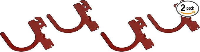 Wall Control Pegboard Accessory U-Shaped Slotted Metal Hook Red (Pack of 2)