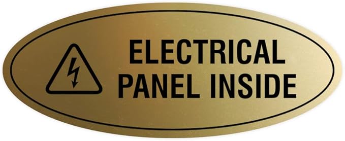 Signs ByLITA Oval Electrical Panel Inside Sign (Brushed Gold) - Large 2 Pack
