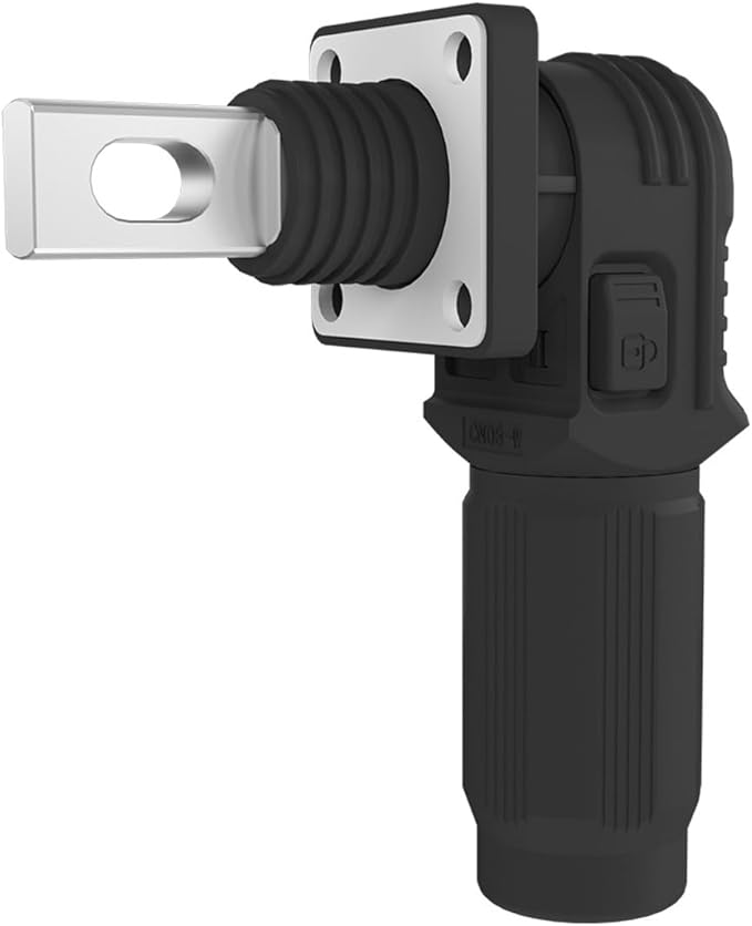 1 Set Battery Energy Storage Connector, Quick Plug Terminal High Current Connectors Copper Plate Wiring Adapter Right Angle Plug and Socket IP67 Waterproof Power Connector 120A 25mm² (120A, Black)