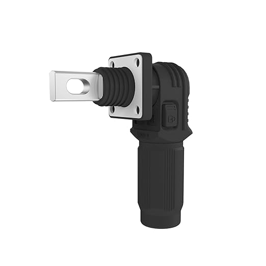250A Battery Energy Storage Connector, 70mm² High Current Connectors IP67 Waterproof Copper Plate Wiring Power Adapter Quick Plug Terminal Right Angle Plug and Socket (1500V Black+Orange)