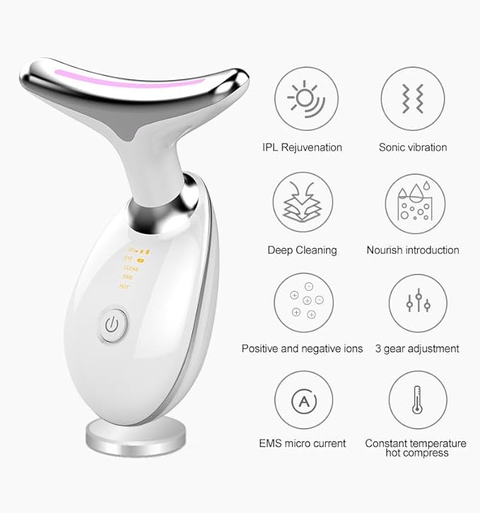 Face Neck Tool for Skin Care, Electric Neck Face Lifting Device for Wrinkle Removal (White)