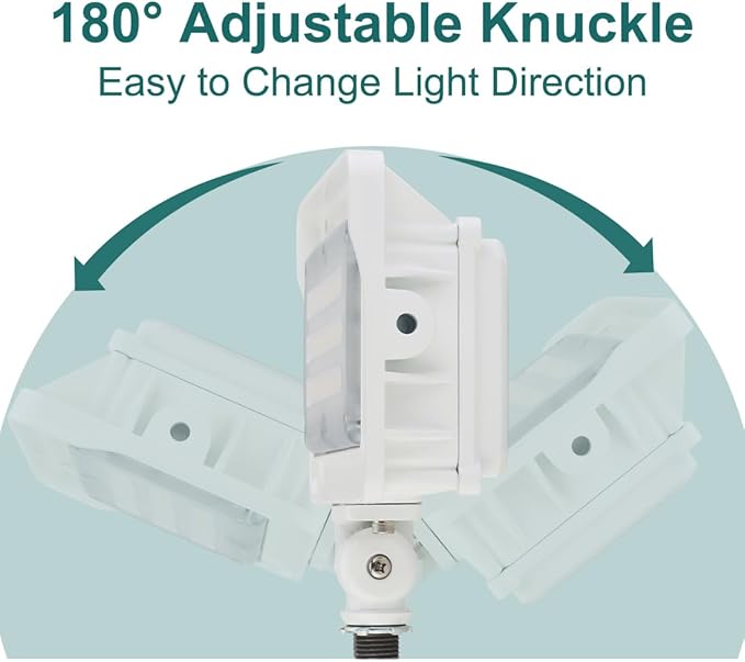 kadision LED Flood Light 50W/40W/30W, 3CCT 3000K/4000K/5000K Selectable, Dusk-to-Dawn Photocell, IP65 Waterproof Adjustable Knuckle Mount Security Lights, 100-277V ETL Listed, White 4 Pack