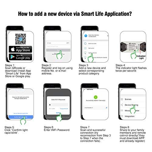 eMylo Smart WiFi Light Switch Wireless Relay Switch Module Remote Control Home Automation Timers Compatible with Alexa Echo Google Home iPhone Android App (1 Pack)