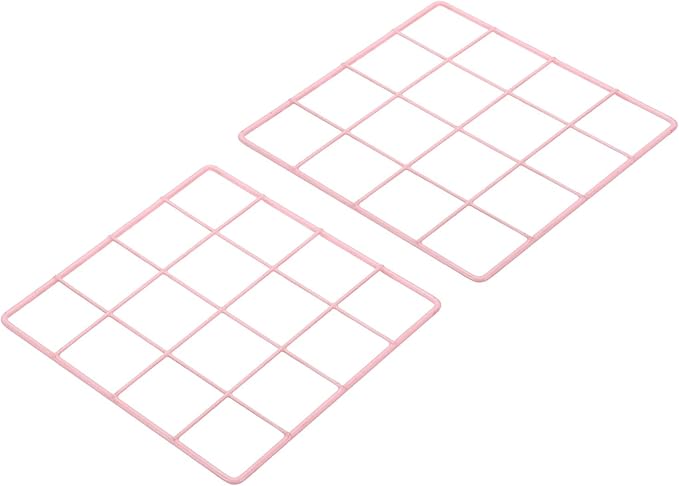 PATIKIL 8"x8" Wire Grid Panel, 2 Pack Board Photo Pictures Memo Display Grid Panels Hanging Organizer Wall Decorative Panel for Home Office Wedding, Pink