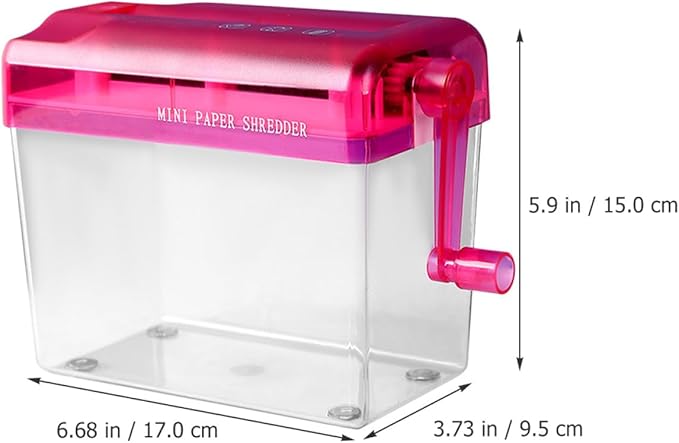 Healeved Manual Paper Shredder Desktop Small Wear-Resistant Hand Crank Shredder for Home and Office Use with Function and Red Housing