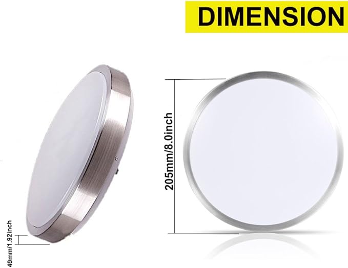 ZHMA 8-Inch LED Ceiling Lights, Flush Mount Lighting Round,5000K Natrual White,12W 880LM 80W Incandescent Equivalent(AC85V-265V),Closet Light,Ceiling Lighting for Kitchen Bathroom Dining Room
