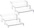 HIIMIEI Acrylic Display Riser, 6 Pcs 12" Large Acrylic Risers, Thickened to 5mm Clear Rectangular Display Shelf for Cupcake Stand, Tiered Display Stand for gemstone, curio, figurines, Collectibles