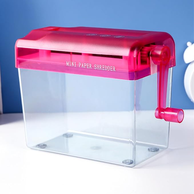 Manual Desktop Paper Shredder Red Small Handheld Shredder for Office and Home Use Wear-Resistant for A4 Paper and Cards