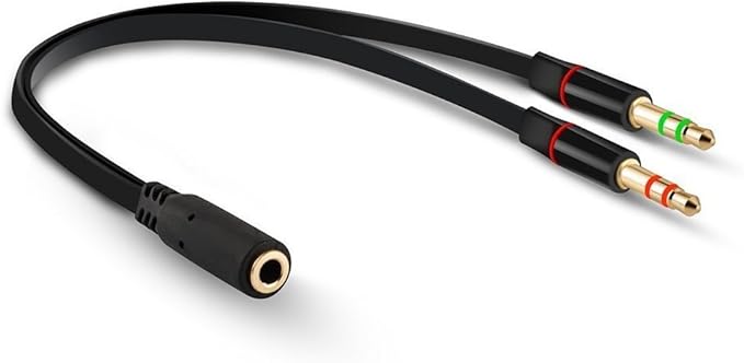 D & K Exclusives Headphone Splitter for Computer, 3-Pack Audio/Mic Splitter 3.5mm Female to 2 Dual 3.5mm Male Headphone Mic Audio Y Splitter Cable Smartphone Headset to PC Adapter, Black, Red, White
