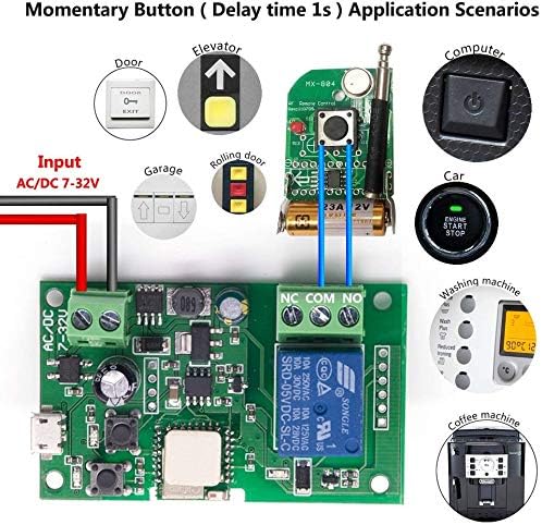 Newgoal wireless jog relay momentary/self-locking switch module DIY smart home remote control wifi relay switch Ewelink App compatible with Alexa Echo Google Home IFTTT (DC1)