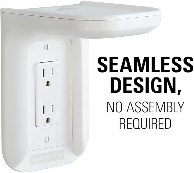 Sanus Outlet Shelf Speaker Mount - Heavy Duty Shelf Holds Devices up to 10 lbs - DIY Install Works with Both Standard & Decora Outlets - Perfect for Sonos & Other Smart Speakers