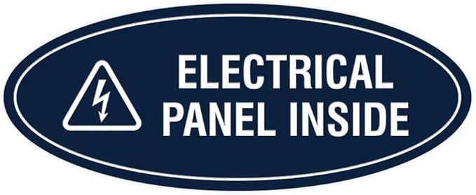 Signs ByLITA Oval Electrical Panel Inside Sign (Navy Blue/White) - Medium 2 Pack
