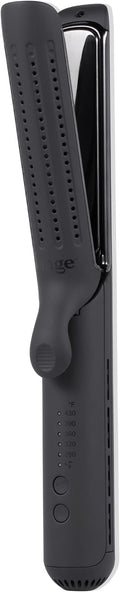 L'ANGE HAIR Le Duo Edge 360° Airflow Titanium Styler Blush | 2-in-1 Flat Iron Straightener & Curling Iron | 1” Wide Titanium Plates with Rounded Corners & Softly Beveled Edges (Black)