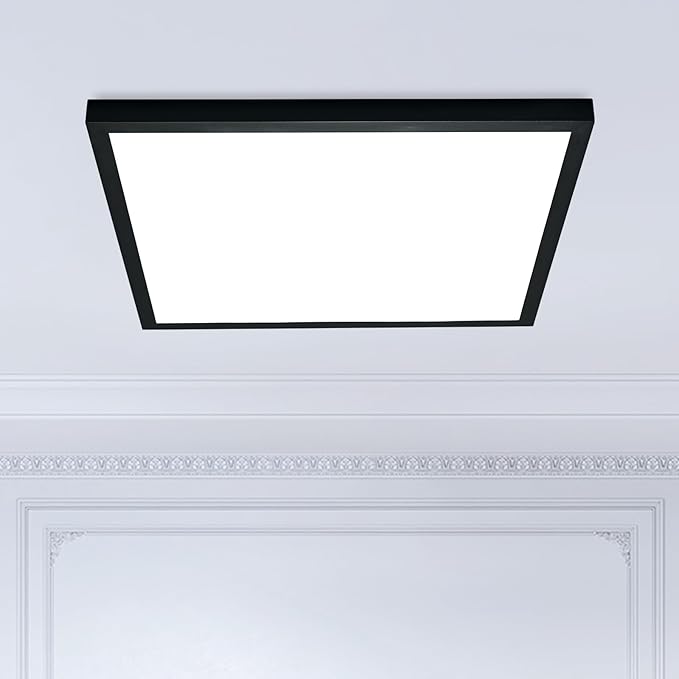 Mcacggo 2x2 FT LED Flush Mount Panel Light 5000K 4000K 3000K Selectable & Dimmable, Black Square Surface Mount led Ceiling Light, 40W, 4400LM, 100-277V, ETL Listed, 2 Pack