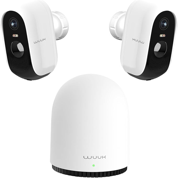 WUUK Security Cameras Wireless Outdoor, Indoor Camera, Home Surveillance System, 2K, No Monthly Fee, Motion Alert, Night Vision, 2.4/5 GHz WiFi, Compatible with Alexa & Google, 2-Camera Kit