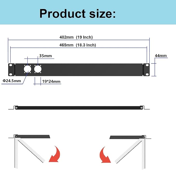 QiaoYoubang 1U Hinged Rack Panel 2D XLR HDMI Audio Rack Mount Panel for 19 inches Rack Mount (2D)