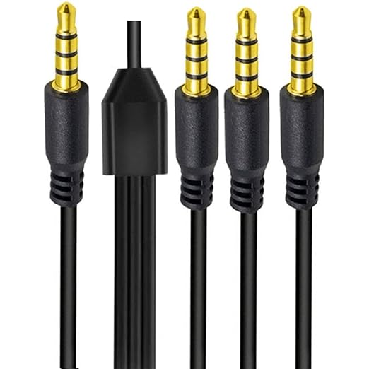 MysRuida 3.3ft 1/8” 3.5mm TRRS Stereo Audio Cable, 1 to 3 Splitter Male Aux Cord, 4 Pole Jack Headphone MIC Adapter for Smart Phones, MP3, Laptops, Speaker, Don’t Support MIC of iOS Headphone