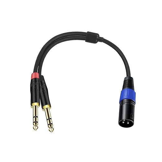Jozzai 6.35mm Dual TRS to XLR Male Cable for Microphone, Mixer, Amplifier, 1.5 FT, Dual1/4 TRS to XLR Audio Cable, Y Splitter Patch Cord, 3-Pinxlr to Dual 1/4 Male Converter Adapter Cable
