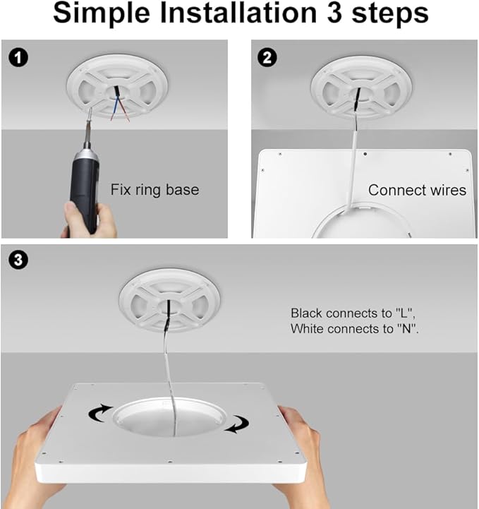 LED Flush Mount Ceiling Light Fixture, 2800K Warm White, 12inch 24W, 3200LM, Slim Flat Panel Lighting Fixture, Square Modern Ceiling Lamp for Bedroom, Kitchen, Living Room, Closet, Stairwell, IP40
