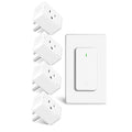 Remote Switch Outlet, GreenCyle 4 Outlet Plug with Remote, Wireless On/Off Light Switch Wall Mounted, 15A/1500W, TUV Listed, No Wiring Needed, 500ft RF Range, for Lamps, Fans, Household Appliances