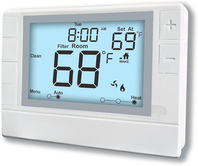 Thermostat for Home, Premium Heat Pump Room Temperature Controller, up to 2H/1C, Easy-to-Read Large Display，White Backlight