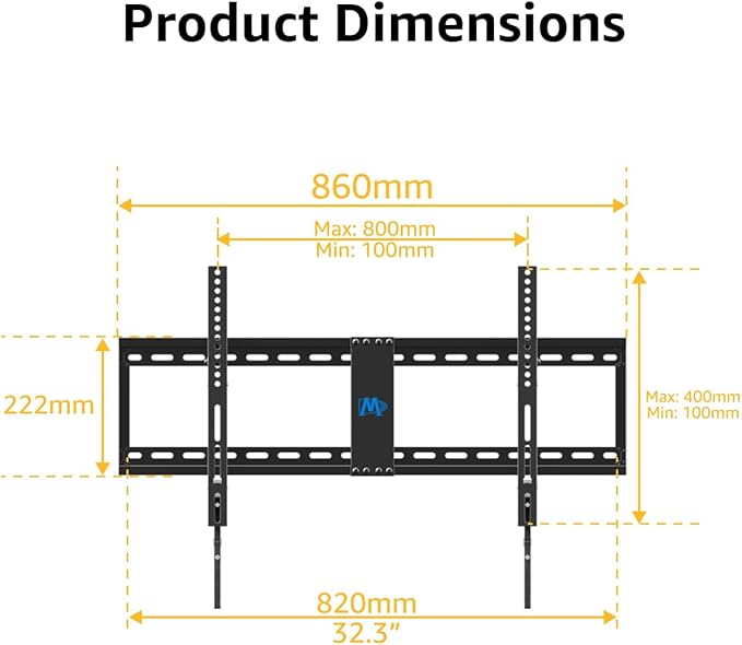 Mounting Dream Tilt TV Wall Mount for Most 42-84 inch TV, Universal Tilt TV Mount Wall Bracket with Low Profile Design, Max VESA 800x400mm and 132 LBS, Easy for Centering on 16", 18", 24", 32" Studs