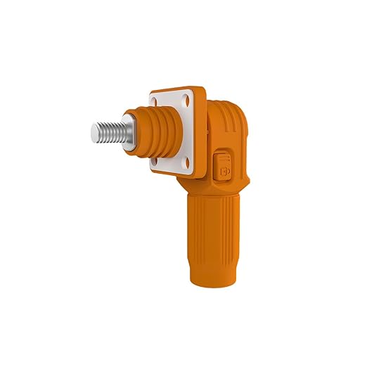 200A Battery Energy Storage Connector, 50mm² High Current Connectors IP67 Waterproof Stud Wiring Power Adapter Quick Plug Terminal Right Angle Plug and Socket （1500V Orange)