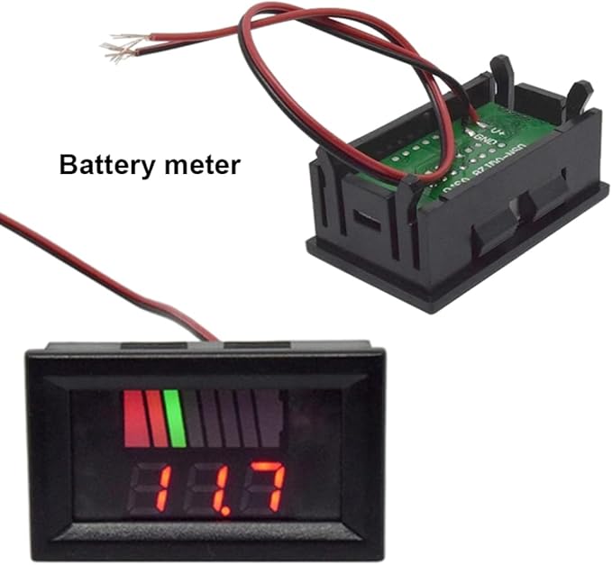 Battery Charge Level Indicator Universal Car Battery Capacity Meter Tester Checker 12V-60V Red Car Battery Tester Motorcycle Battery Checker Battery Fuel Gauge Indicator Battery Capacity Meter Tester