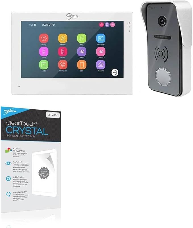 BoxWave Screen Protector Compatible with Anjielo Smart Wireless Video Doorbell Intercom (7 in) (94208-95703-White) - ClearTouch Crystal (2-Pack), HD Film Skin - Shields from Scratches