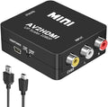 Kirzi AV to HDMI Converter, RCA to HDMI Converter, 1080P Mini RCA Composite CVBS Audio Video Converter Supports PAL/NTSC Compatible with PC/Laptop/Xbox /PS4 /TV/STB/VHS/VCR/Blue-Ray