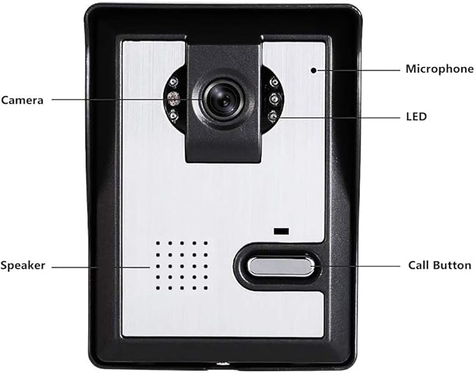 AMOCAM Video Door Phone System, 4.3 Inches Clear LCD Monitor Wired Video Intercom Doorbell Kits, IR Night Vision Outdoor Camera Door Intercom, Doorphone Telephone Style for Home Improvement