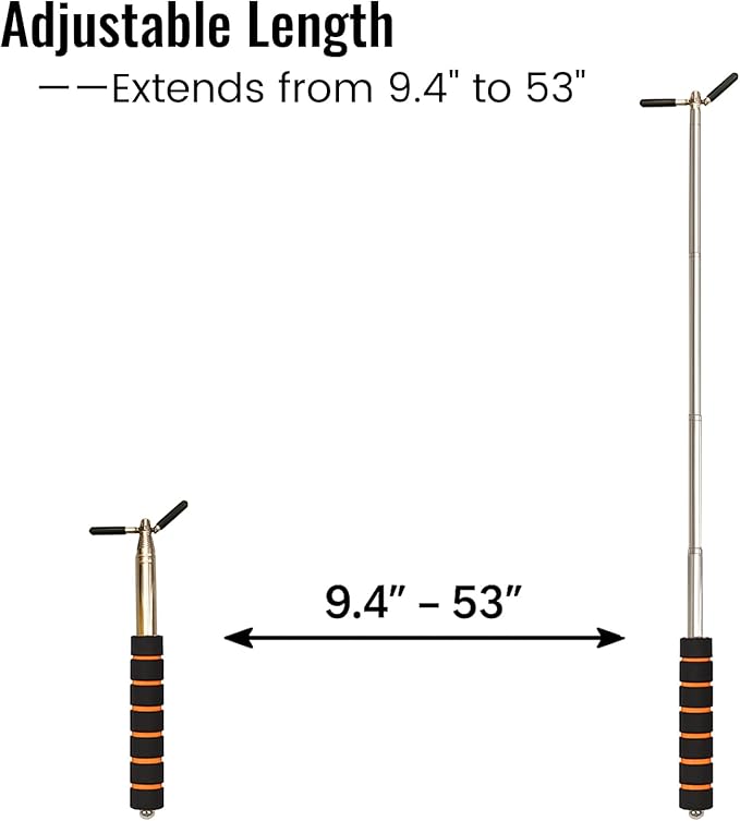 Extendable Safety Tester Pole – Manual Stainless Steel Rod for Reaching Smoke Alarm Buttons and Exit Signs, 1 Pack – Easily Access High Areas Without a Ladder for Safer Inspections