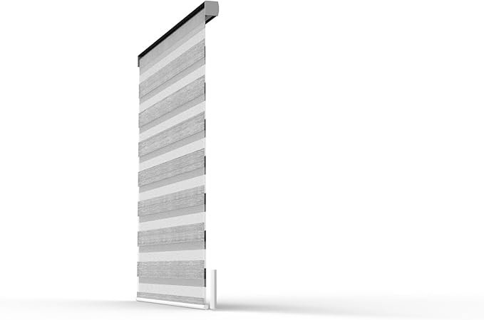 Yoolax Motorized Zebra Blinds Works with Alexa, Motorized Blinds with Remote Custom Size, Privacy Electric Zebra Shades for Windows (80% Shading Luxury Coffee)