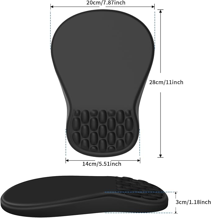 YIWEI Ergonomic Mouse Pad with Wrist Support - Gel Memory Foam Mouse Mat for Computer Keyboard & Laptop - Non-Slip Base, Pain Relief for Home Office & Gaming - Black