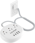Small Extension Cord with USB C - 5 FT Short Extension Cord, 1625W 3 Prong Power Strip with 3 AC Outlet 4 USB (24W/4.8A), Bedside Charging Station for Home Office Dorm Room Essentials